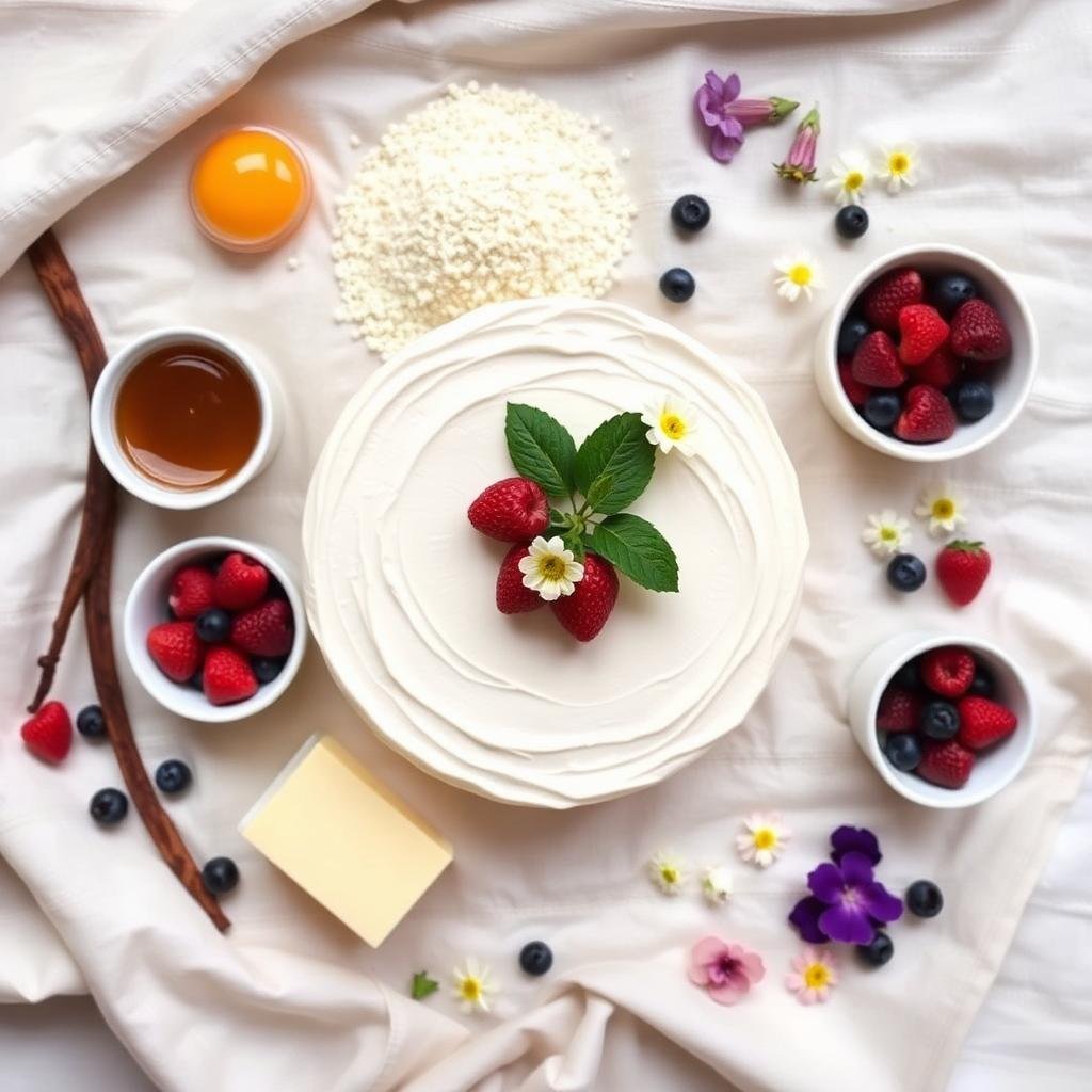 Fresh premium ingredients laid out on cream linen